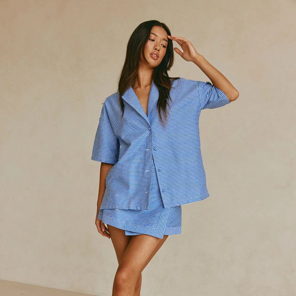 Sabo Striped Alyssia Button Down Short Sleeve Top XXS